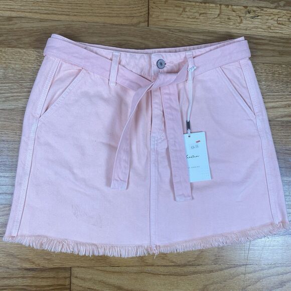 Kancan Women’s Size Medium Pink Denim Skirt Tie Waist Boutique NWT - Picture 1 of 7
